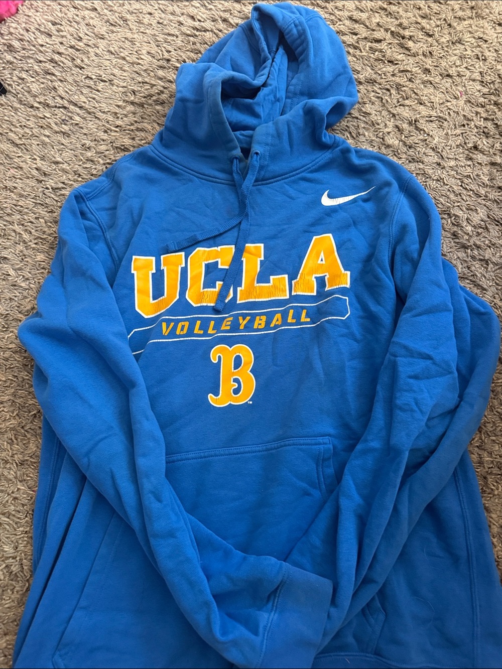 Nike Blue UCLA Volleyball Hoodie with Yellow Lettering